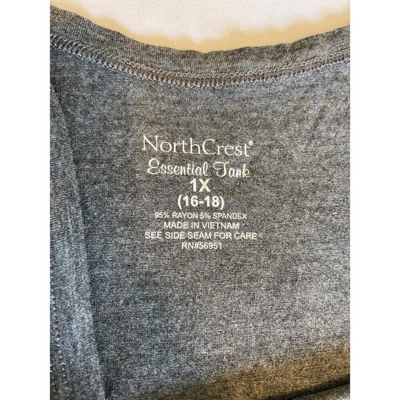 NorthCrest Essential Tank Top Grey 1X 16-18 Longer Length Womens Shirt New - Picture 6 of 12